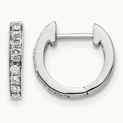 Diamond Hinged Hoop Earrings, 14K White Gold