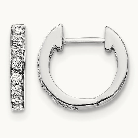 Diamond Hinged Hoop Earrings, 14K White Gold