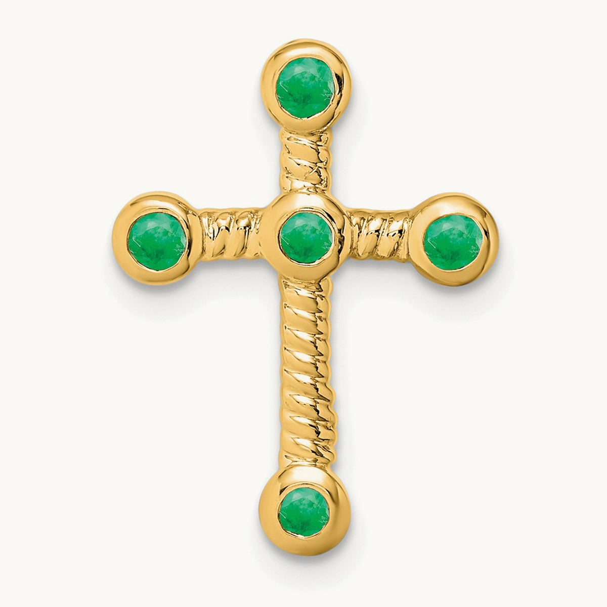 Emerald Cross Chain Slide, 14K