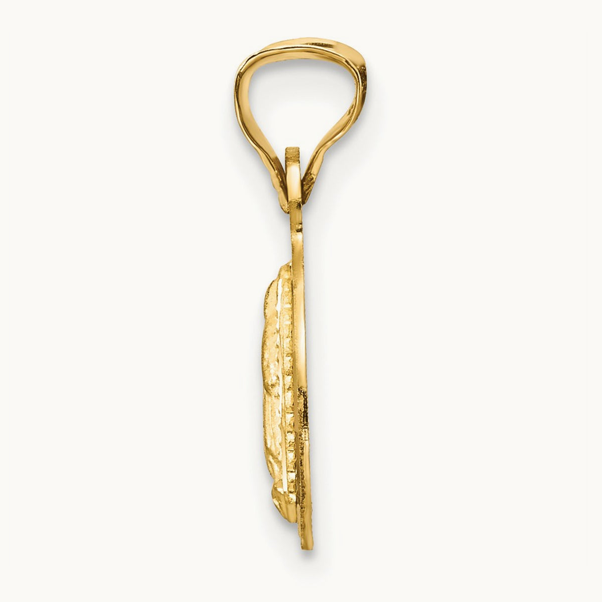 Polished Diamond-cut Lady Of Guadalupe Circle Pendant — 14K Two-Tone Gold, 17.4mm