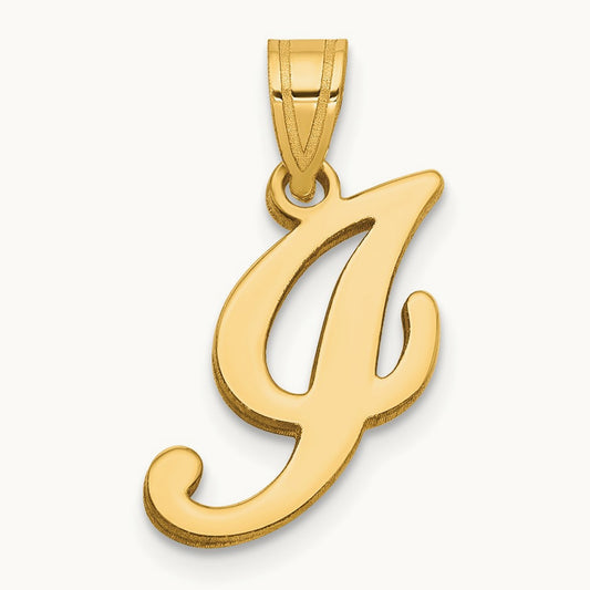 Script Letter I Initial Pendant, 14K