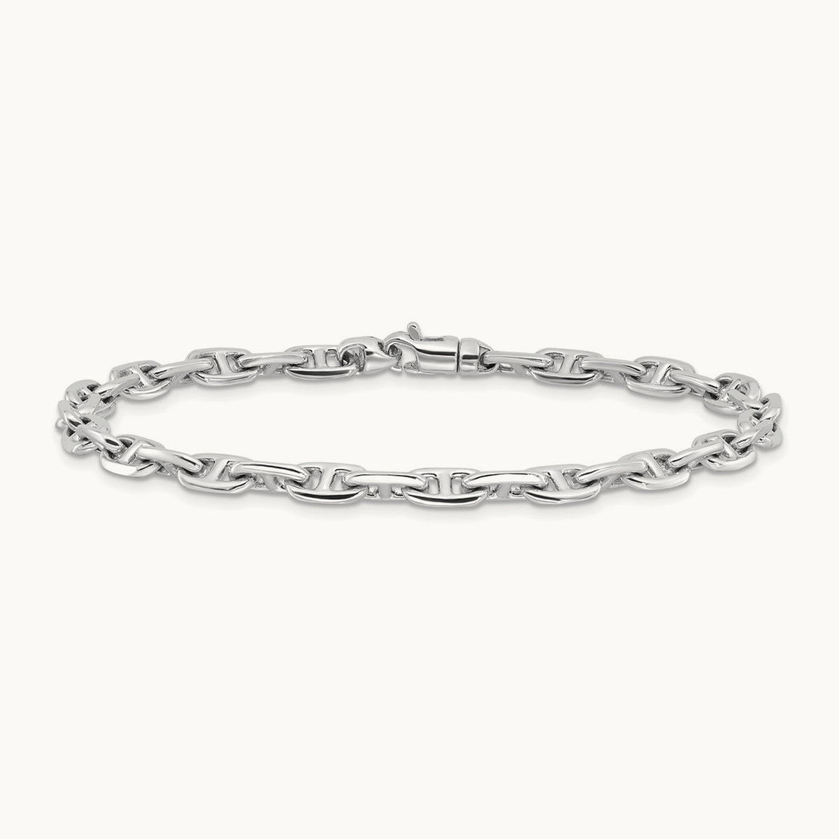 Hand-polished Fancy Link Bracelet — 14K White Gold