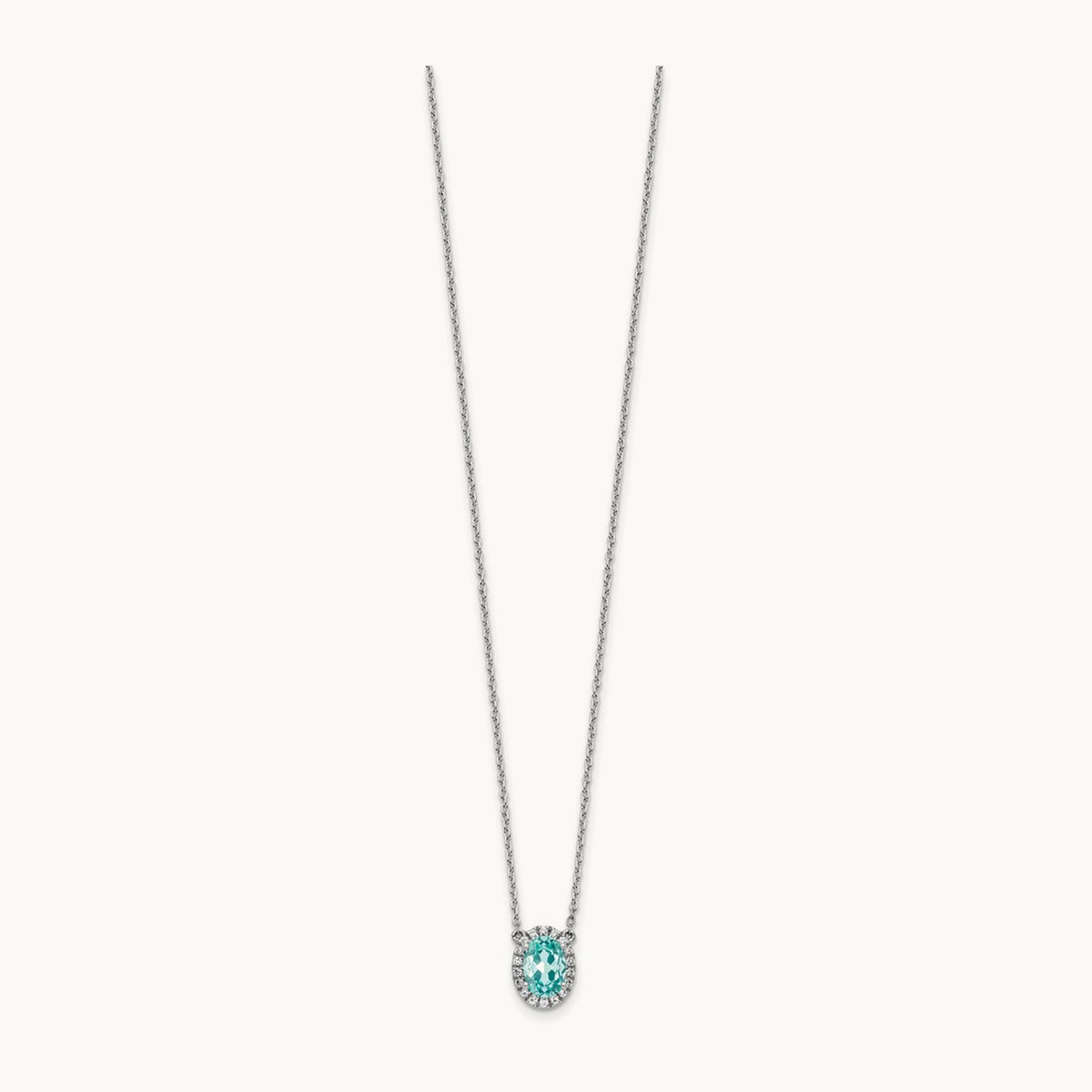 Created Paraiba Pendant Necklace, 0.10 ct tw Lab-Grown Diamond