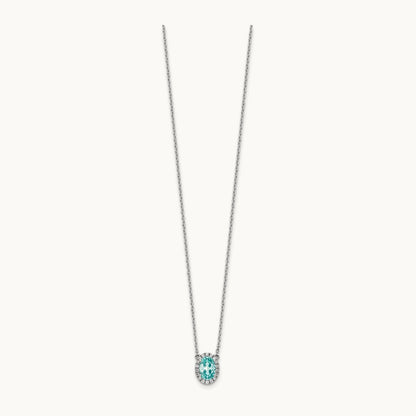 Created Paraiba Pendant Necklace, 0.10 ct tw Lab-Grown Diamond