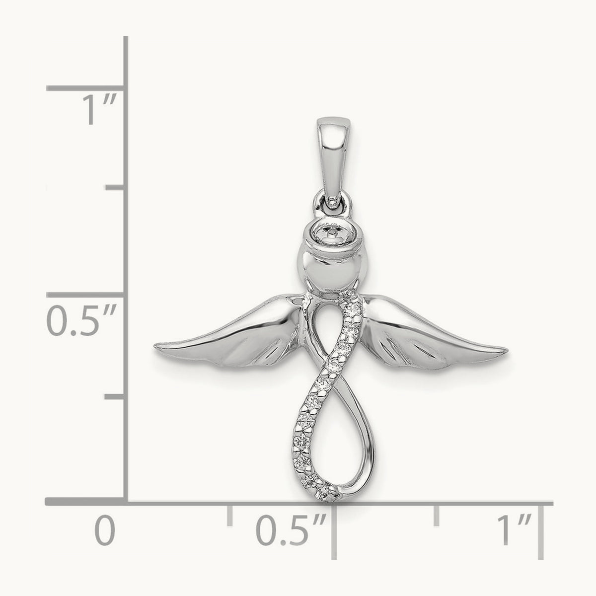 Diamond Infinity Angel Pendant, 14K White Gold