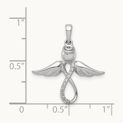 Diamond Infinity Angel Pendant, 14K White Gold
