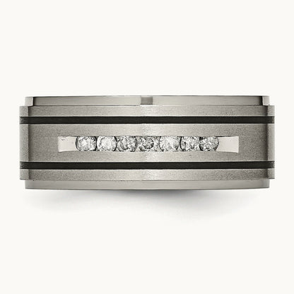 Polished/Brushed Enameled 1/4 CTW Diamond Band — photo set
