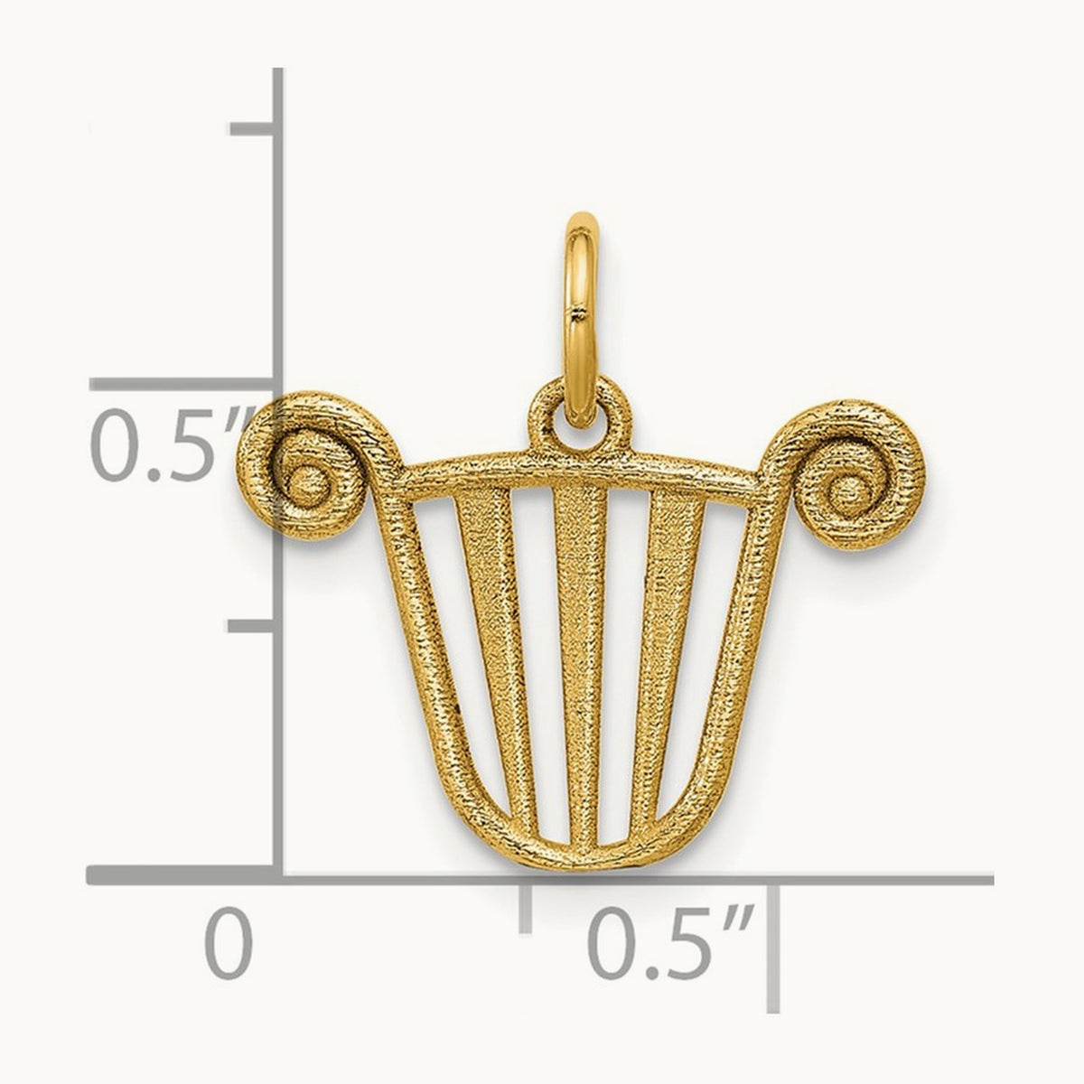 Polished Lyre Pendant, 14K