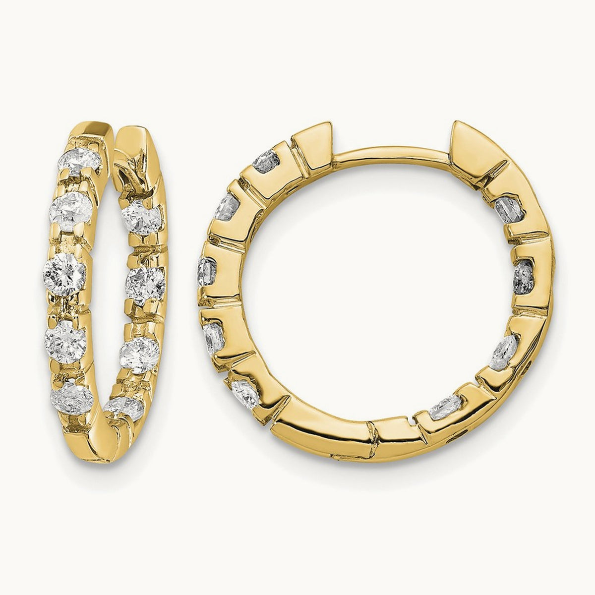 AA Diamond Hinged Hoop Earrings, 14K