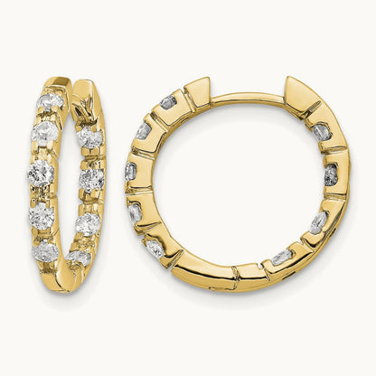 AA Diamond Hinged Hoop Earrings, 14K