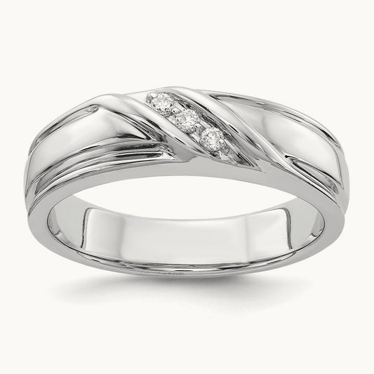 Diamond Mens Ring, 14K White Gold