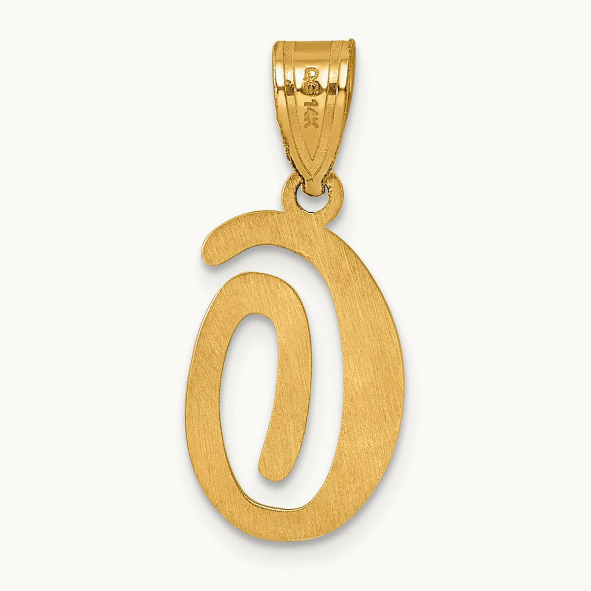 Script Letter O Initial Pendant, 14K