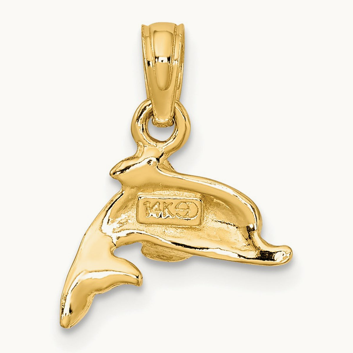 Blue Enamel Dolphin Charm, 14K