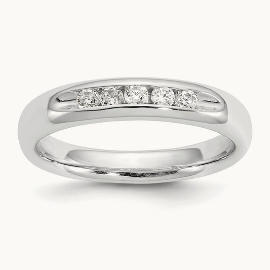 5-Stone Diamond Channel Band, 14K White Gold