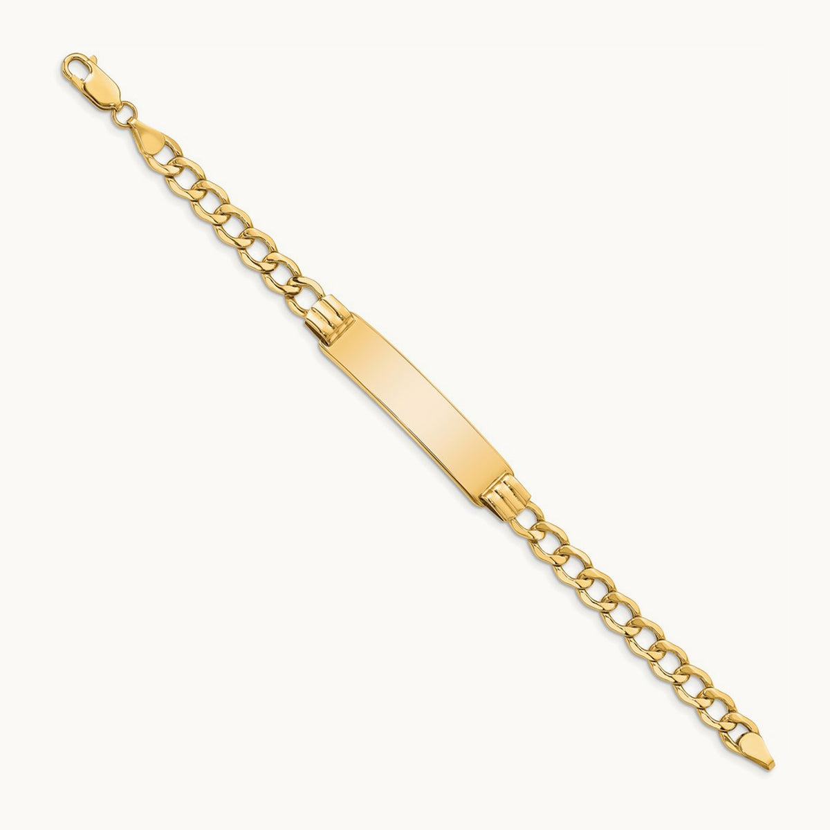 Semi-Solid Curb Link ID Bracelet, 14K