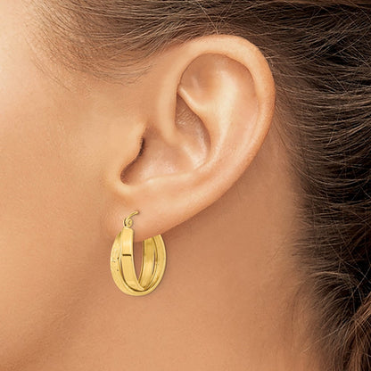Polished Diamond-cut Twist Hoop Earrings — photo set