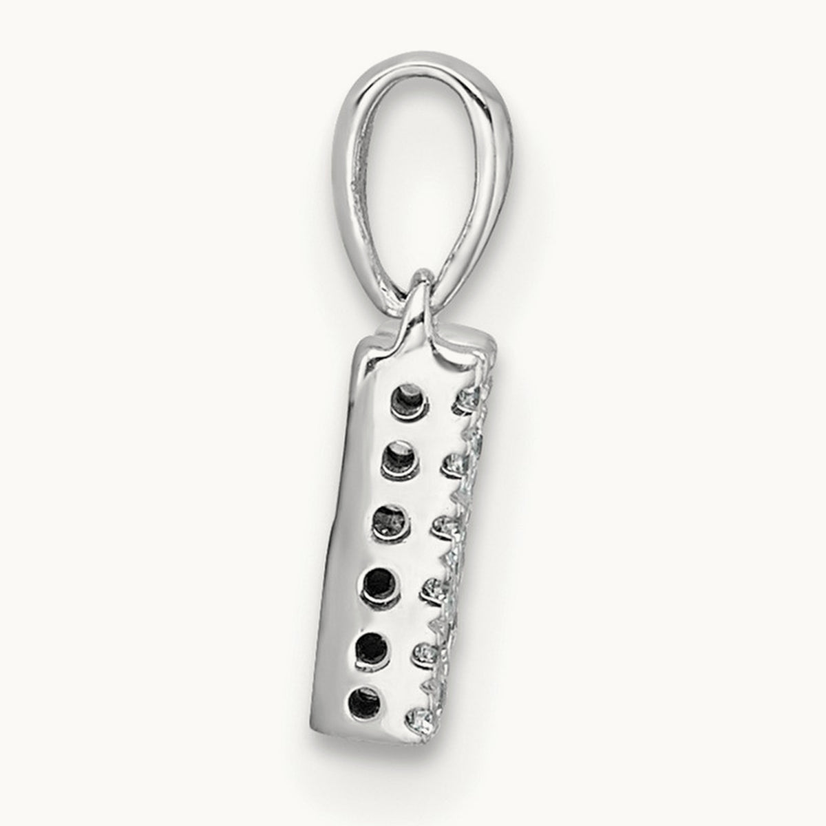 Diamond Initial with Bail Pendant — 14K White Gold, M
