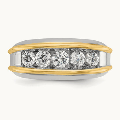 IBGoodman Men's Polished 5-Stone Diamond Ring, 14K Two-tone
