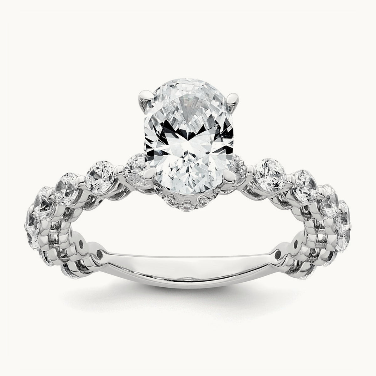 Oval Engagement Ring, 2.50 ct tw Lab-Grown Diamond — 14K White Gold