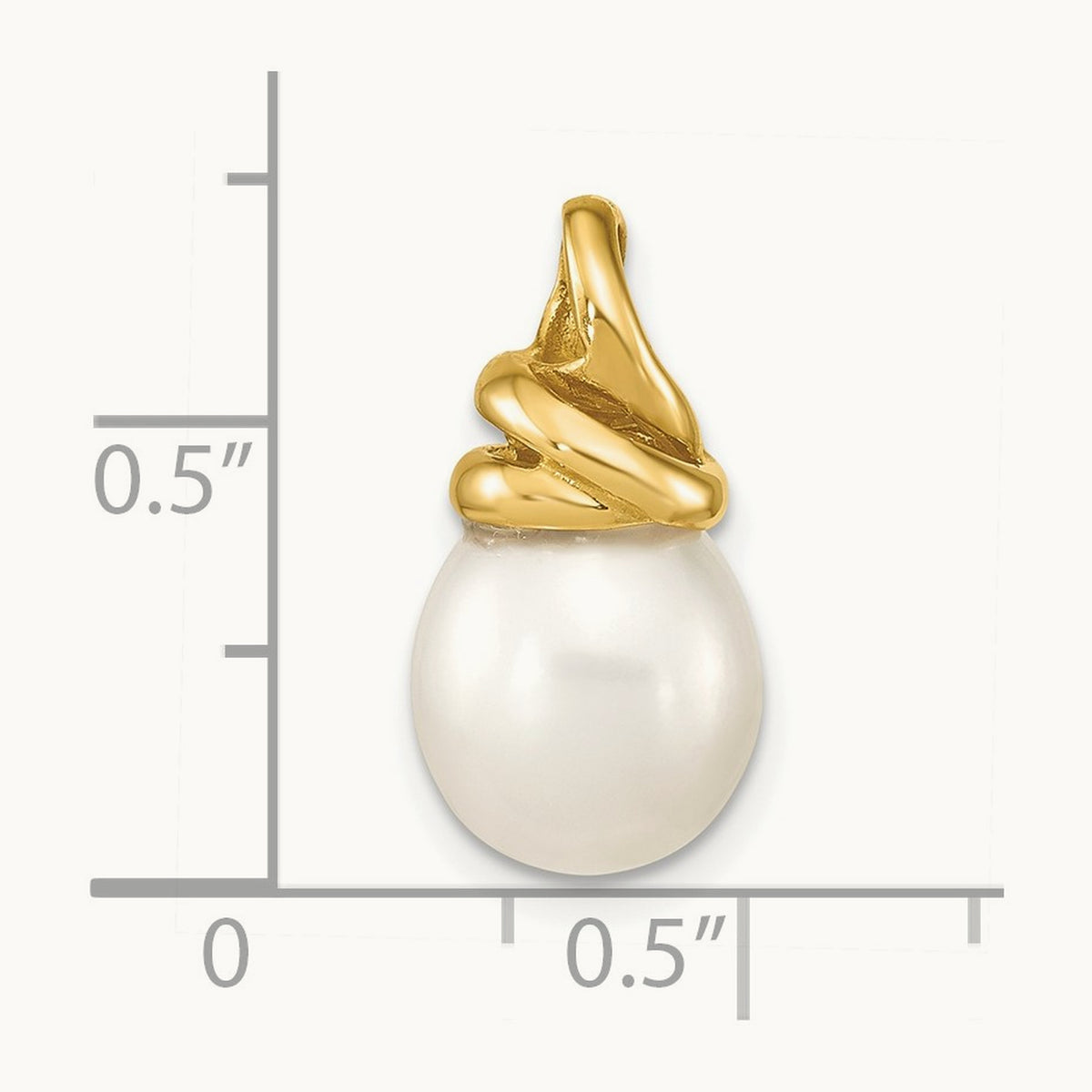 9- White Rice Freshwater Cultured Pearl Pendant, 14K