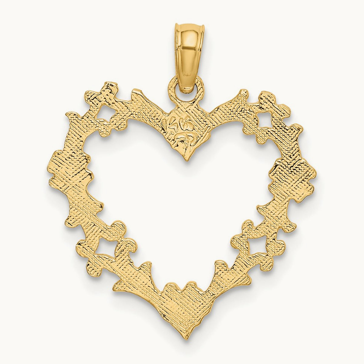 Cut-Out Floral Heart Charm, 14K