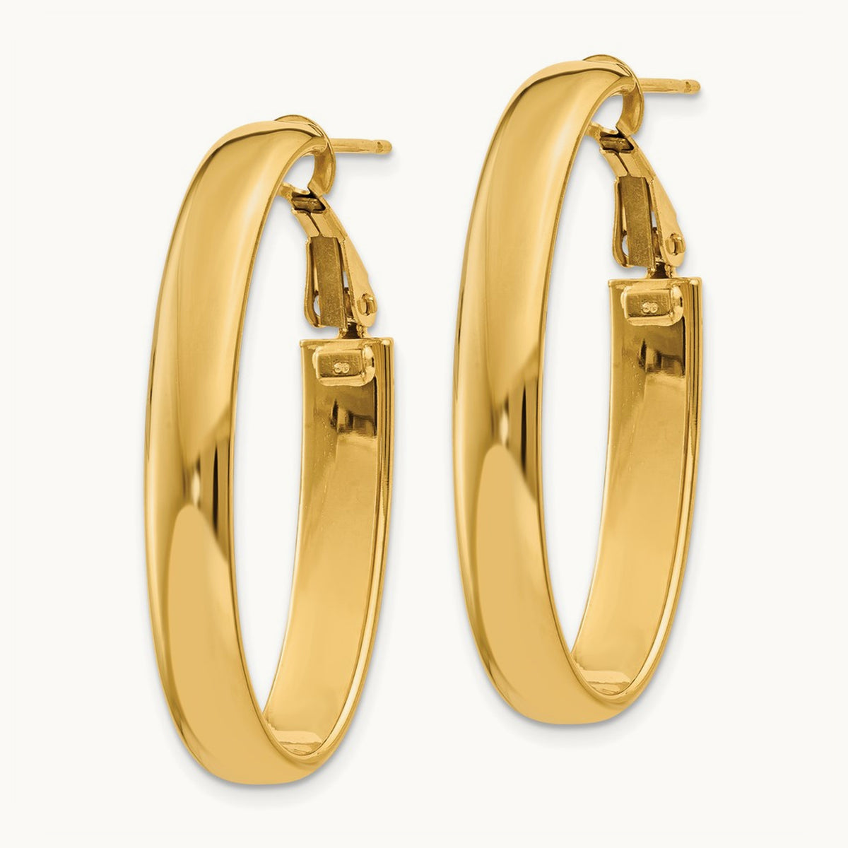 Oval Omega Back Hoop Earrings — 14K Yellow Gold, 5.75mm