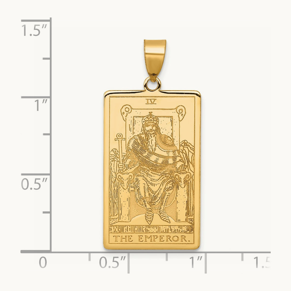 The Emperor Tarot Card Pendant, 14K Yellow Gold