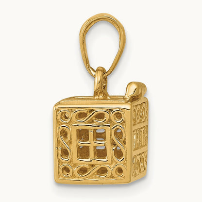 3D Faith and Hope Prayer Box Charm, 14K