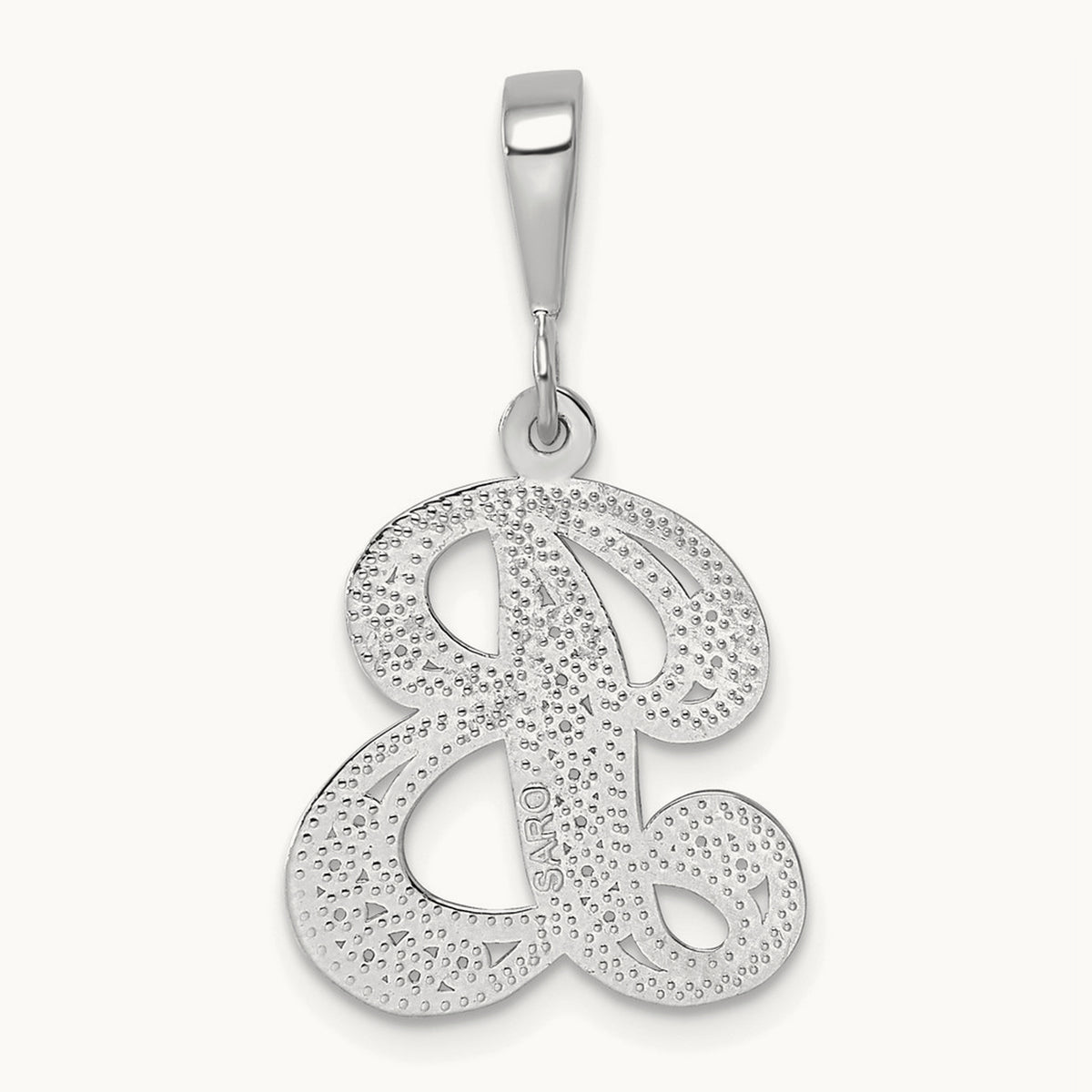 Solid Polished Script Filigree Initial Pendant — B