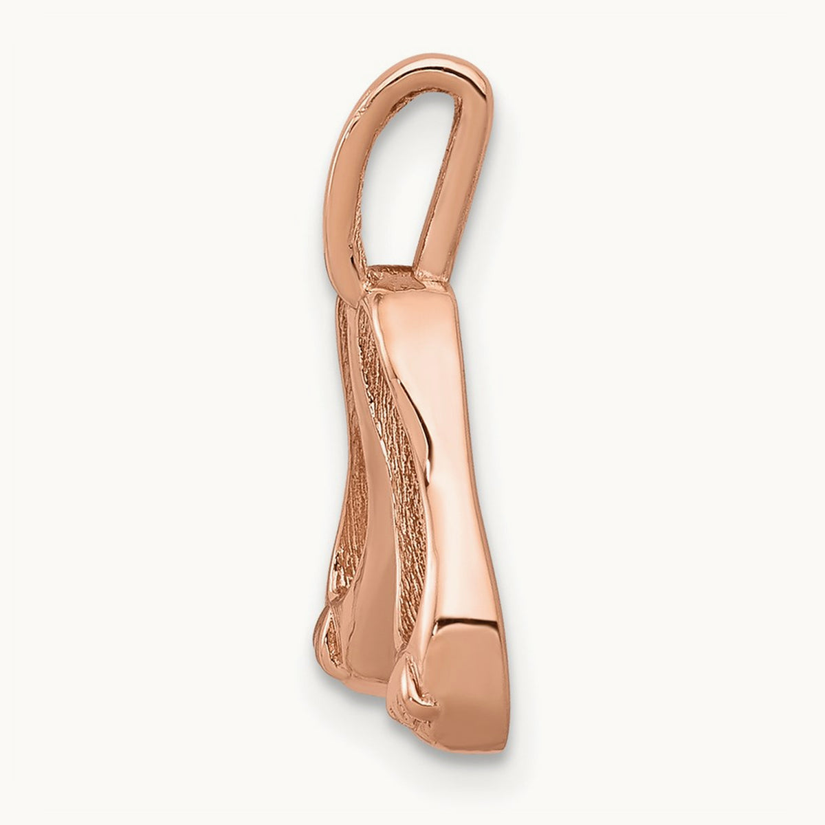 Solid Polished 3-D Ballet Slippers Charm, 14K Rose Gold