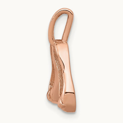 Solid Polished 3-D Ballet Slippers Charm, 14K Rose Gold