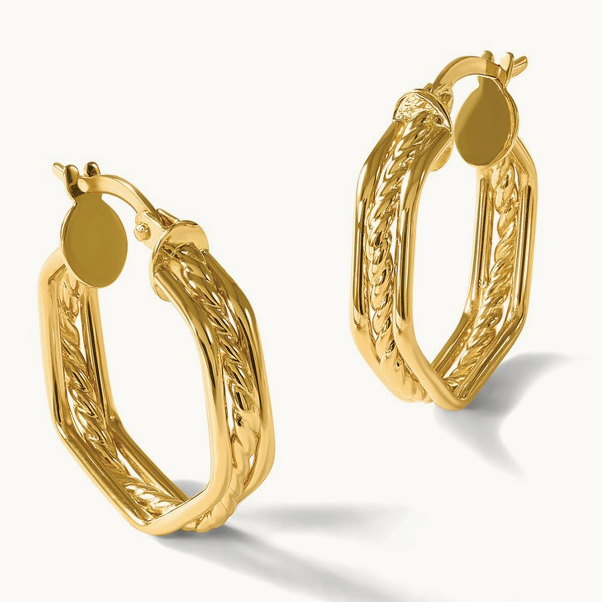 Polished and Twisted Hoop Earrings — 19.5mm