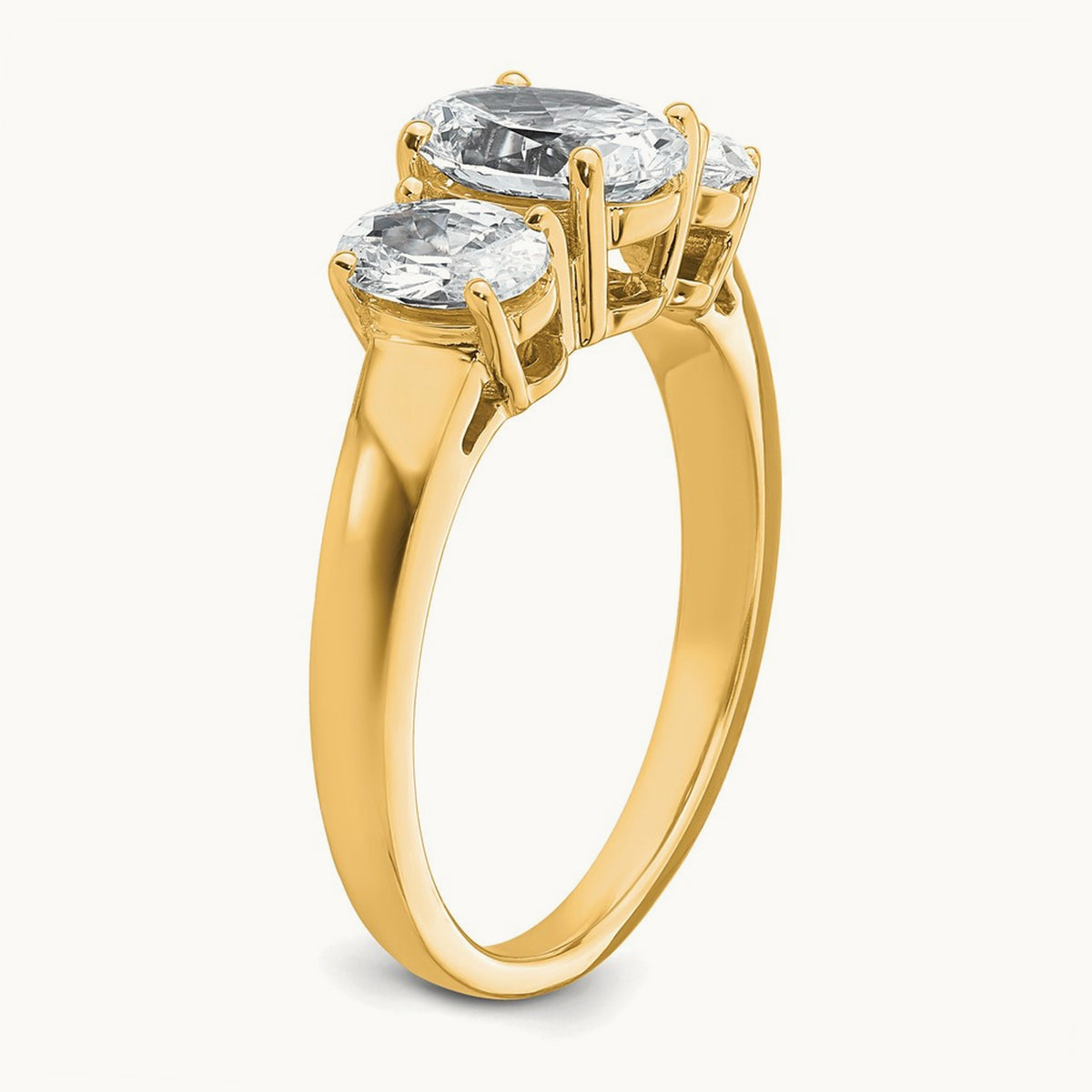 Oval 3 Stone Engagement Ring, 1.25-3.50 ct tw Lab-Grown Diamond — 3 ct, 14K Yellow Gold