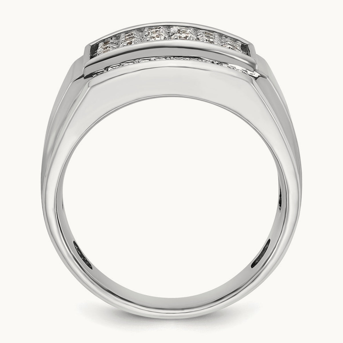 IBGoodman Men's Polished & Satin Diamond Cluster Ring, 14K White Gold