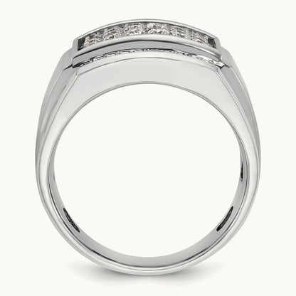 IBGoodman Men's Polished & Satin Diamond Cluster Ring, 14K White Gold