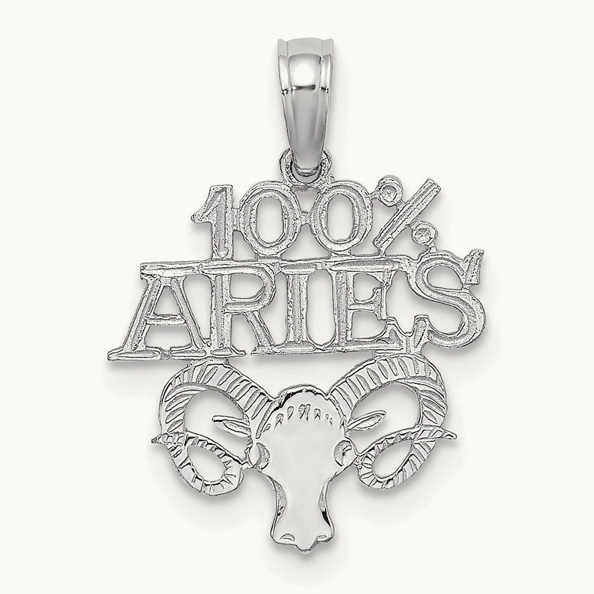 100% ARIES Zodiac Charm — 14K White Gold