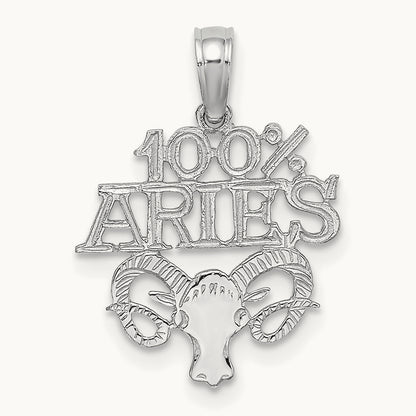 100% ARIES Zodiac Charm — 14K White Gold