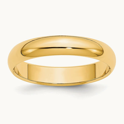 Lightweight Half Round Band, 3.5mm, 10K Yellow Gold