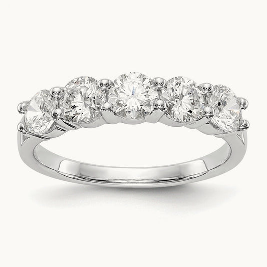 5-Stone Diamond Band, 14K White Gold