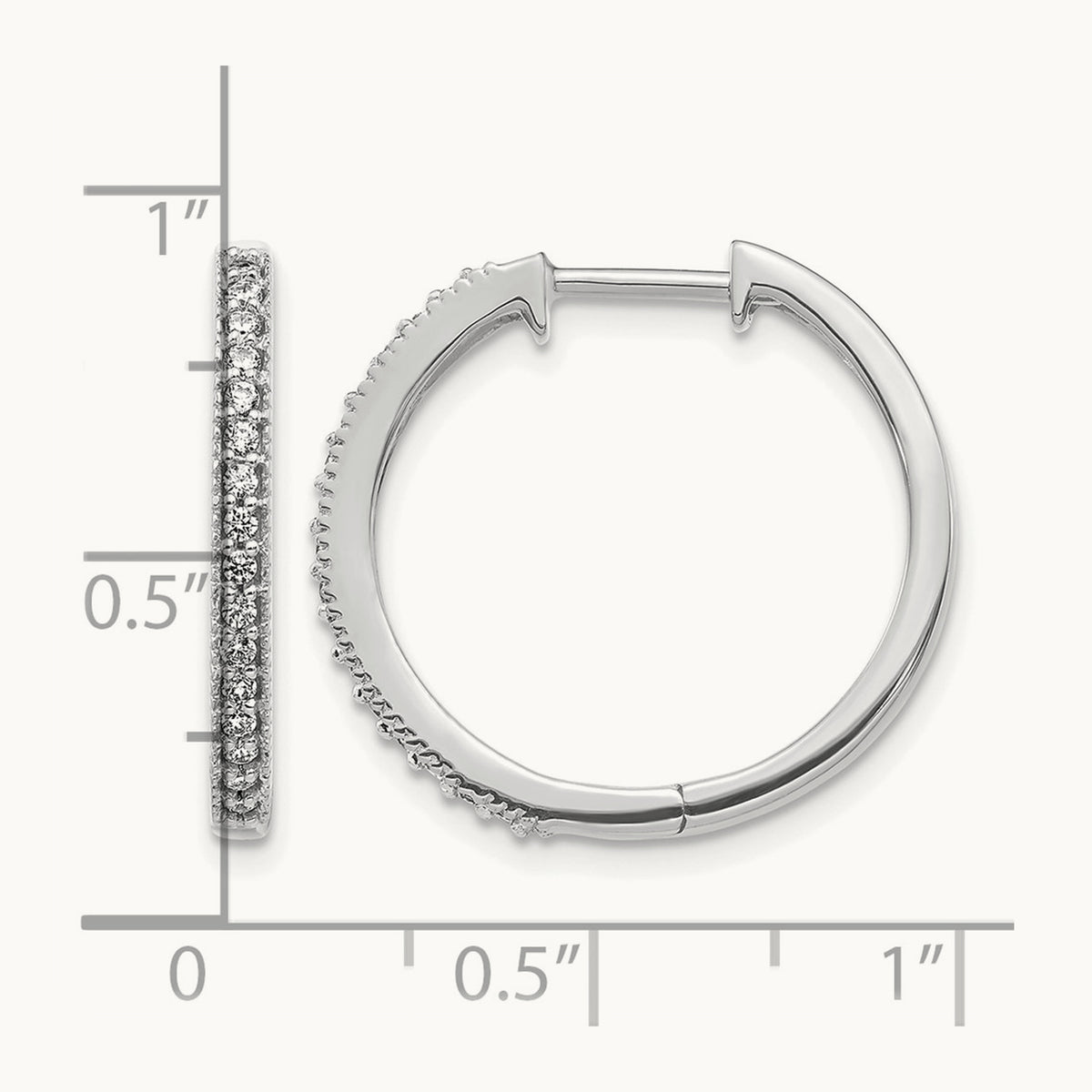 Diamond Milgrain Hinged Hoop Earrings — 14K White Gold