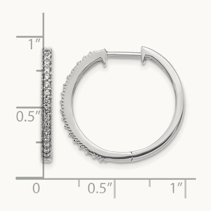 Diamond Milgrain Hinged Hoop Earrings — 14K White Gold