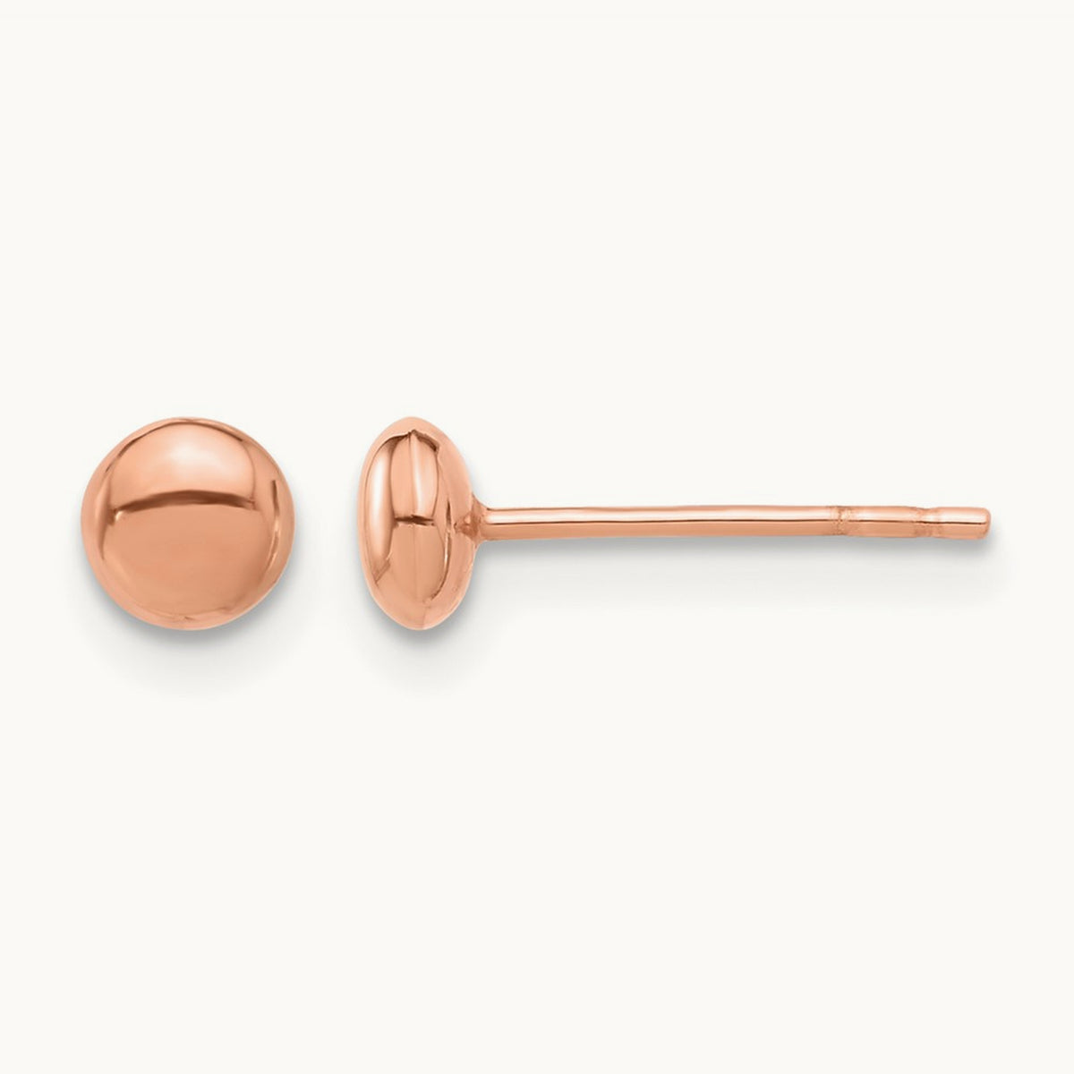 Polished Button Post Earrings — 14K Rose Gold, 4.5mm