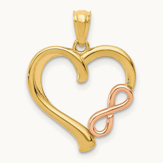 Polished Infinity Heart Pendant, 14K Two-tone