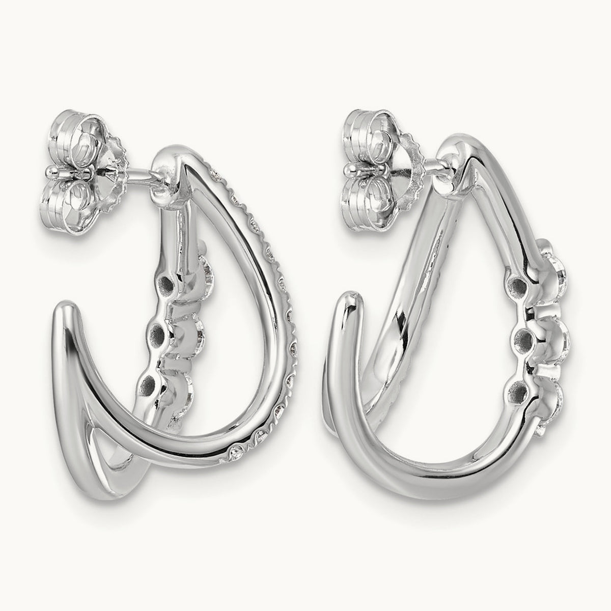 Post Fashion J-Hoop Earrings, 0.50 ct tw Lab-Grown Diamond