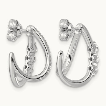 Post Fashion J-Hoop Earrings, 0.50 ct tw Lab-Grown Diamond