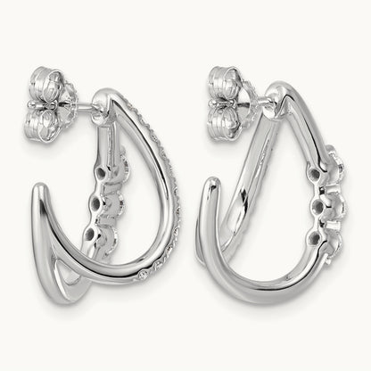Post Fashion J-Hoop Earrings, 0.50 ct tw Lab-Grown Diamond