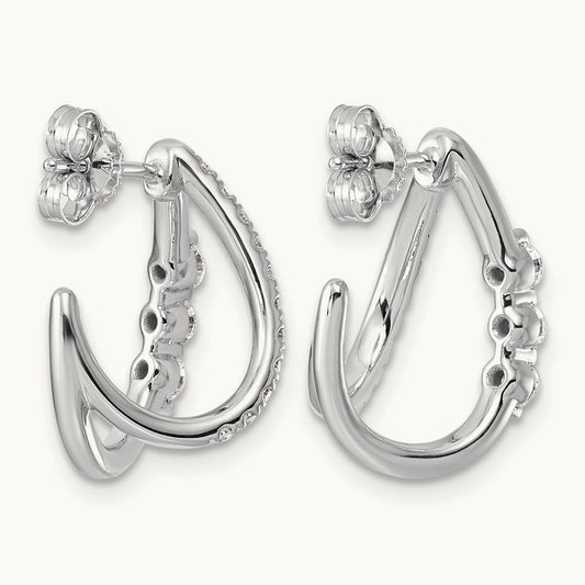 Post Fashion J-Hoop Earrings, 0.50 ct tw Lab-Grown Diamond