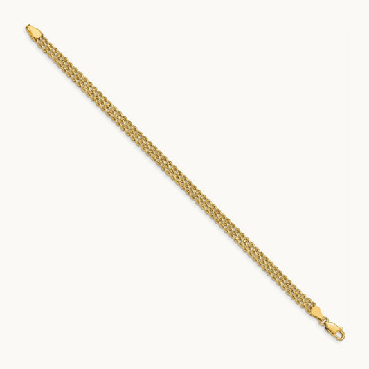 Wide Triple Strand Rope Bracelet, 4.5mm, 14K