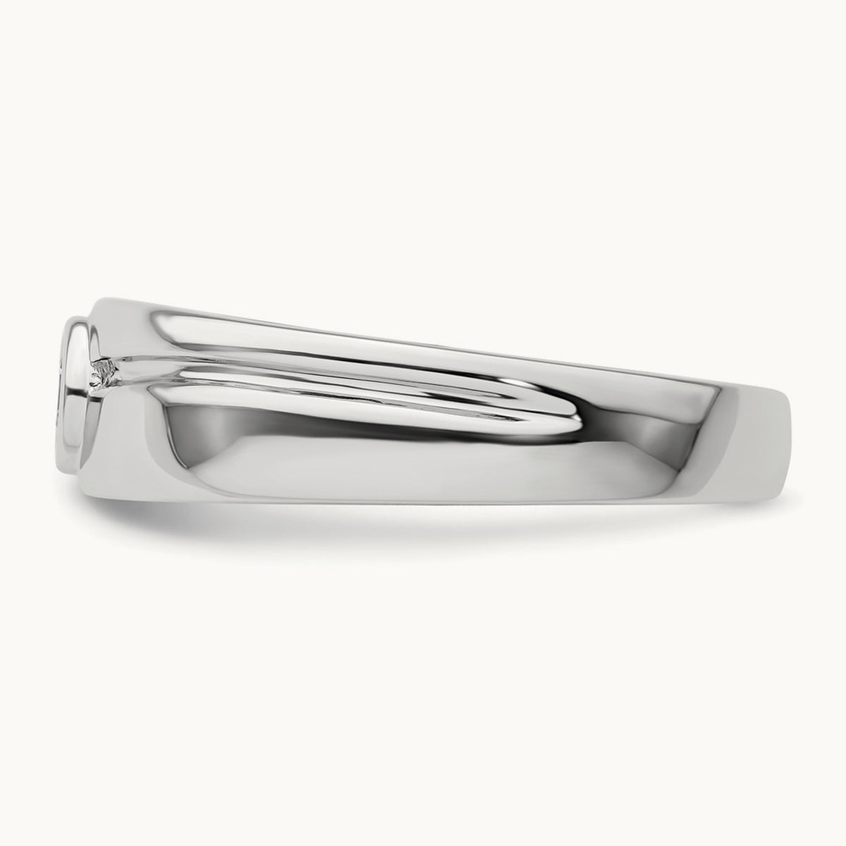 Grooved Complete Diamond Mens Wedding Band, 14K White Gold