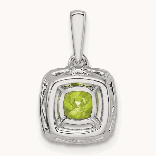 Aug Birthstone Peridot Halo Pendant, 0.25 ct tw Lab-Grown Diamond